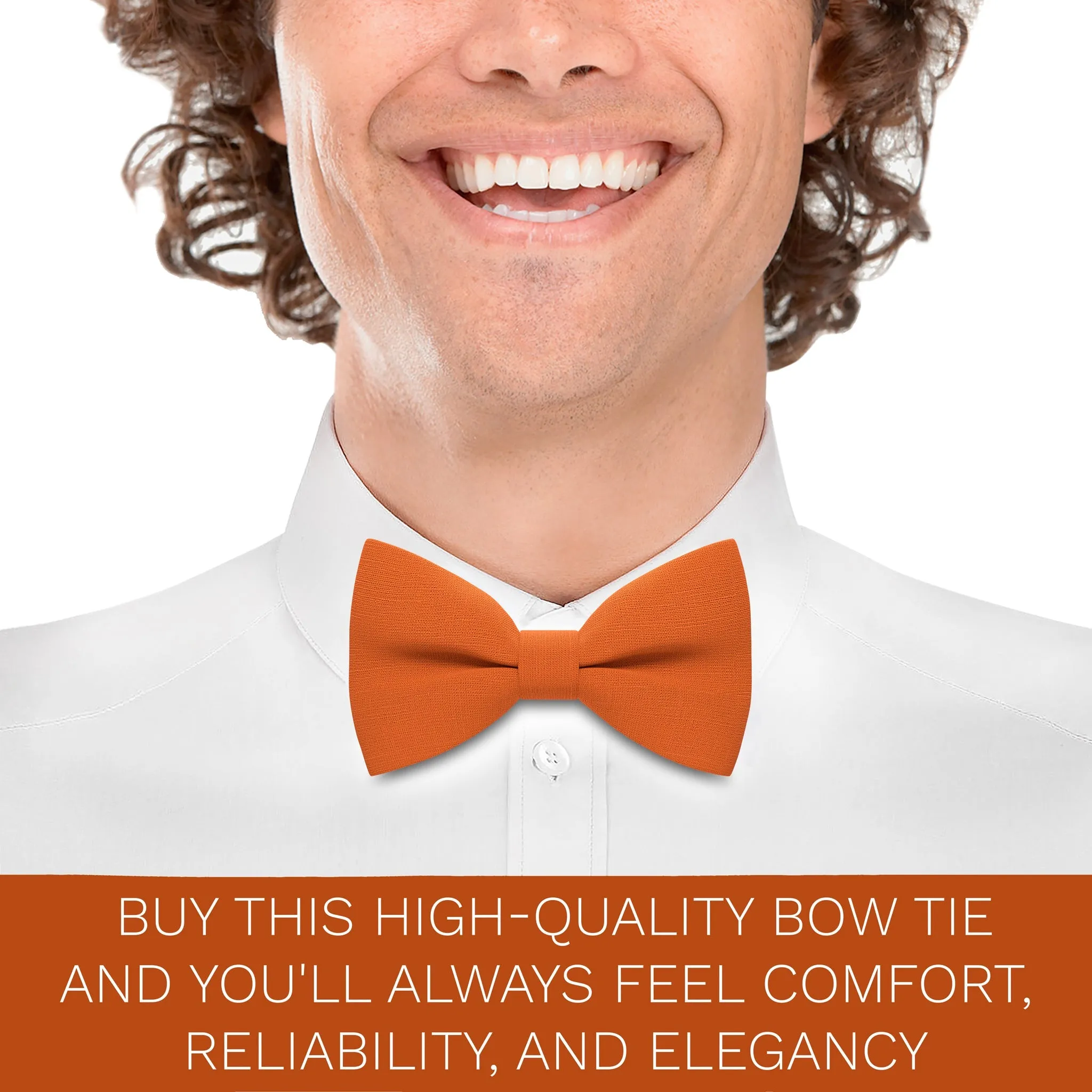 Linen Orange Bow Tie