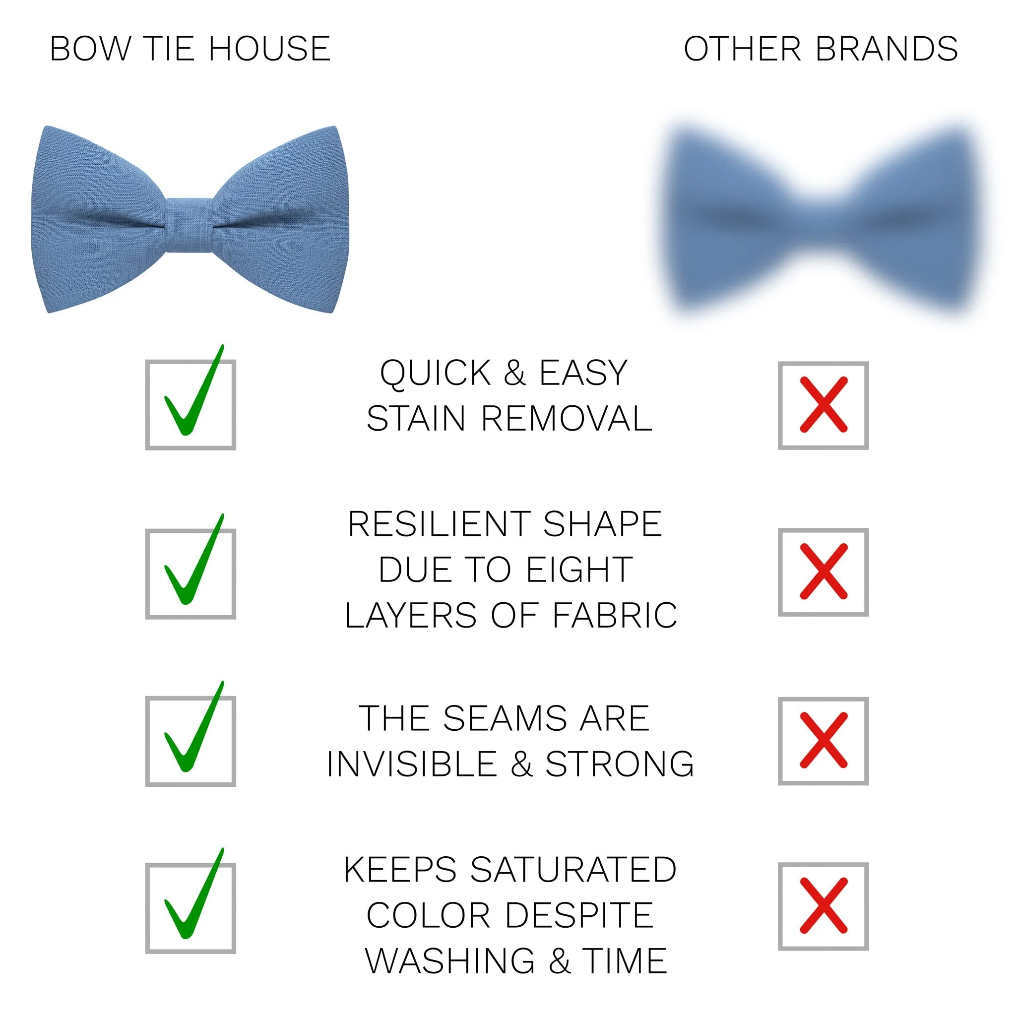 Linen Steel Blue Bow Tie