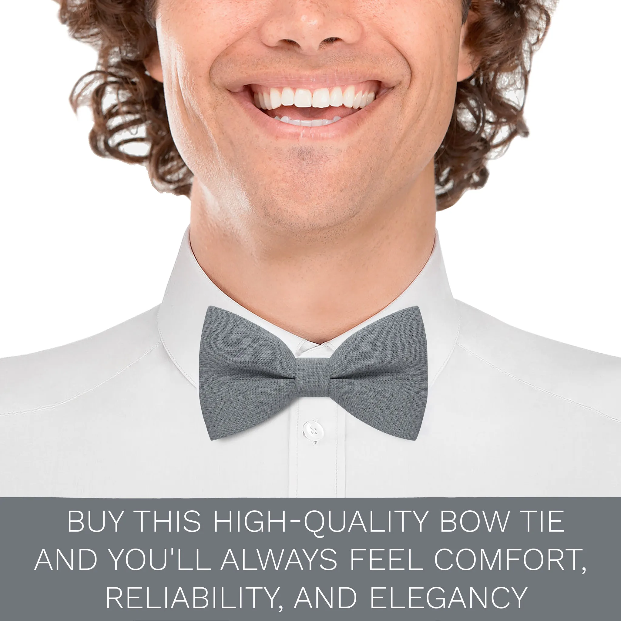 Linen Stone Grey Bow Tie
