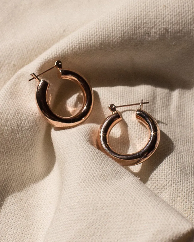 LUV AJ - The Baby Amalfi Tube Hoops in Rose Gold