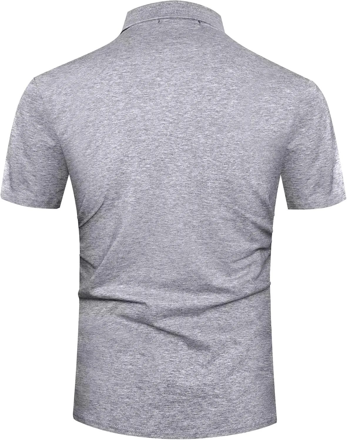 Mens Polo Shirts Cotton 3-Button Solid Short Sleeve Polo Rugby Shirts with Collar