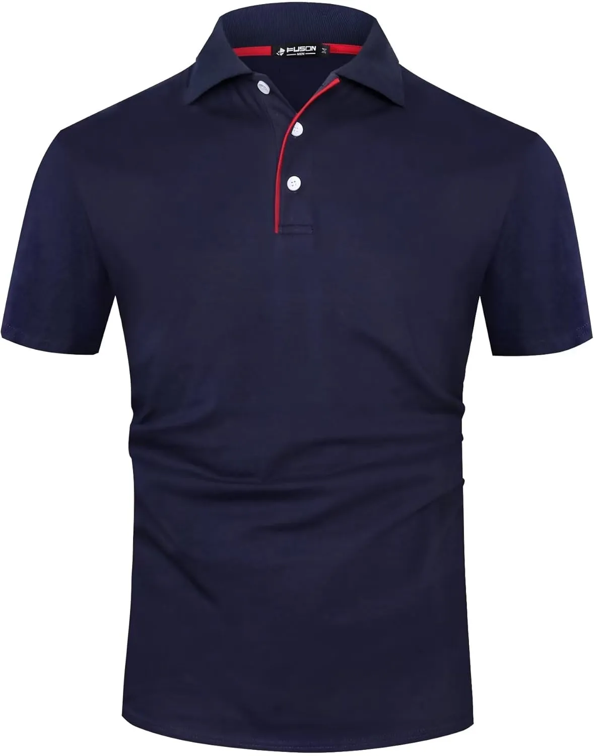 Mens Polo Shirts Cotton 3-Button Solid Short Sleeve Polo Rugby Shirts with Collar