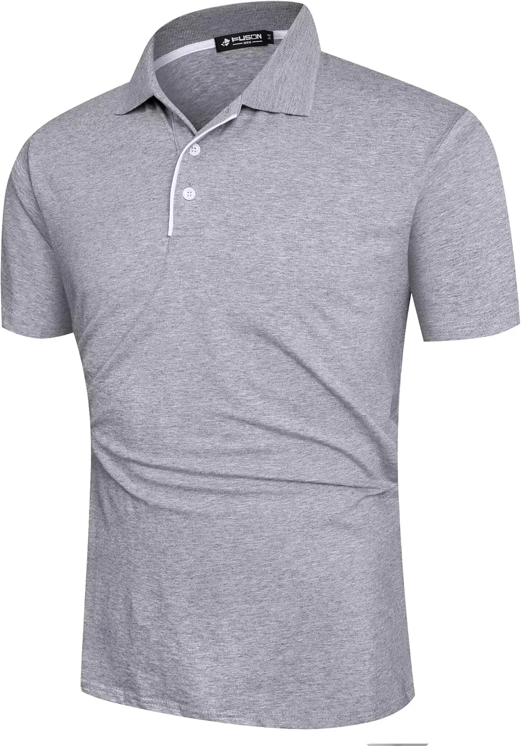 Mens Polo Shirts Cotton 3-Button Solid Short Sleeve Polo Rugby Shirts with Collar