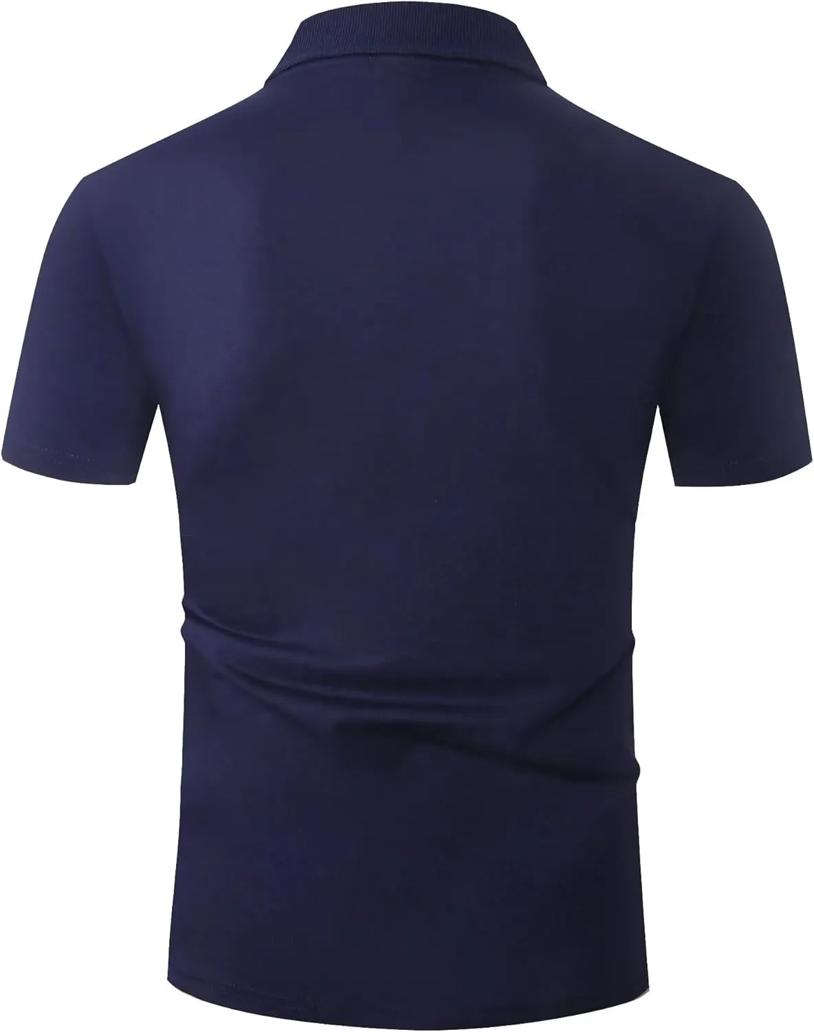 Mens Polo Shirts Cotton 3-Button Solid Short Sleeve Polo Rugby Shirts with Collar