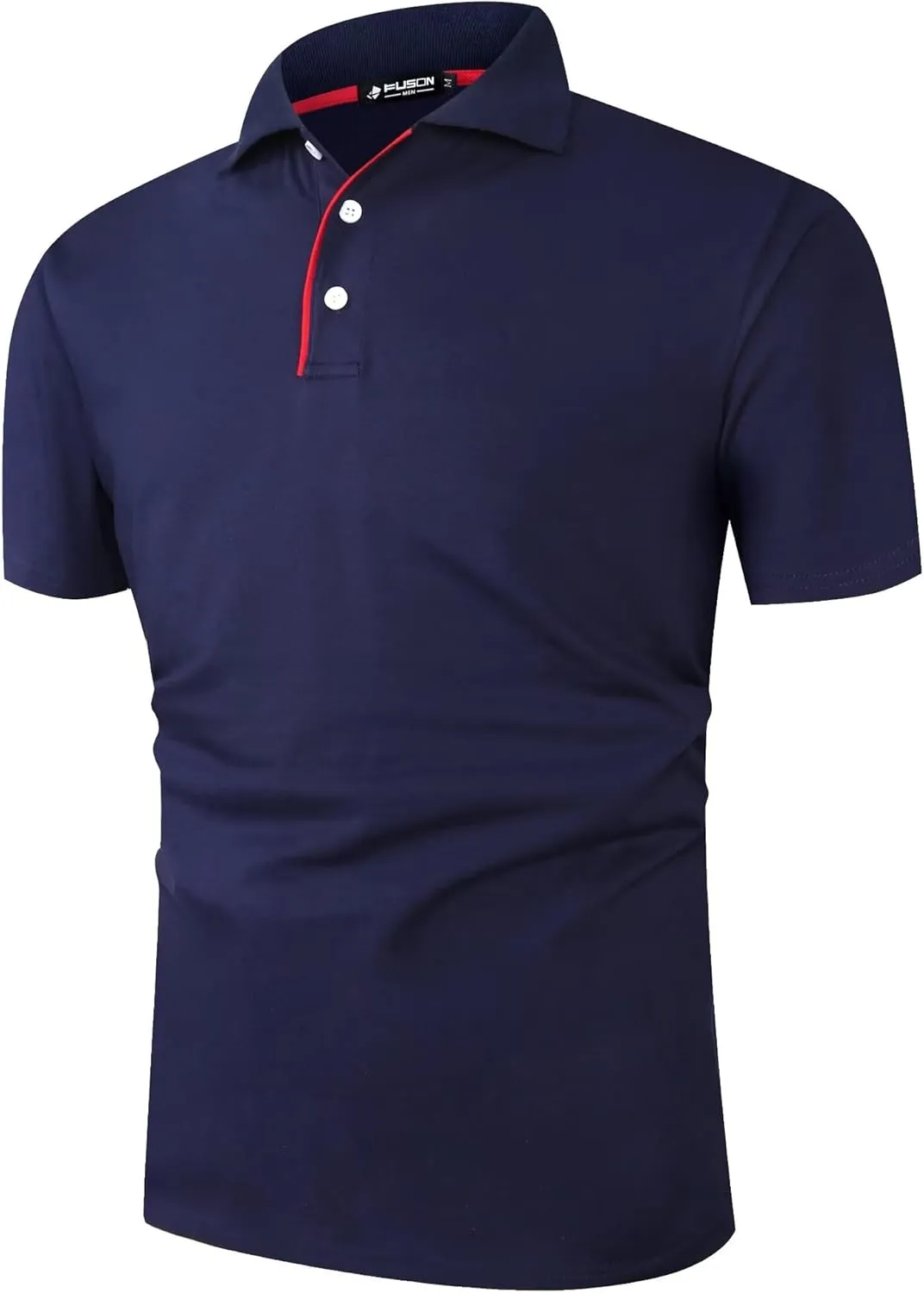 Mens Polo Shirts Cotton 3-Button Solid Short Sleeve Polo Rugby Shirts with Collar