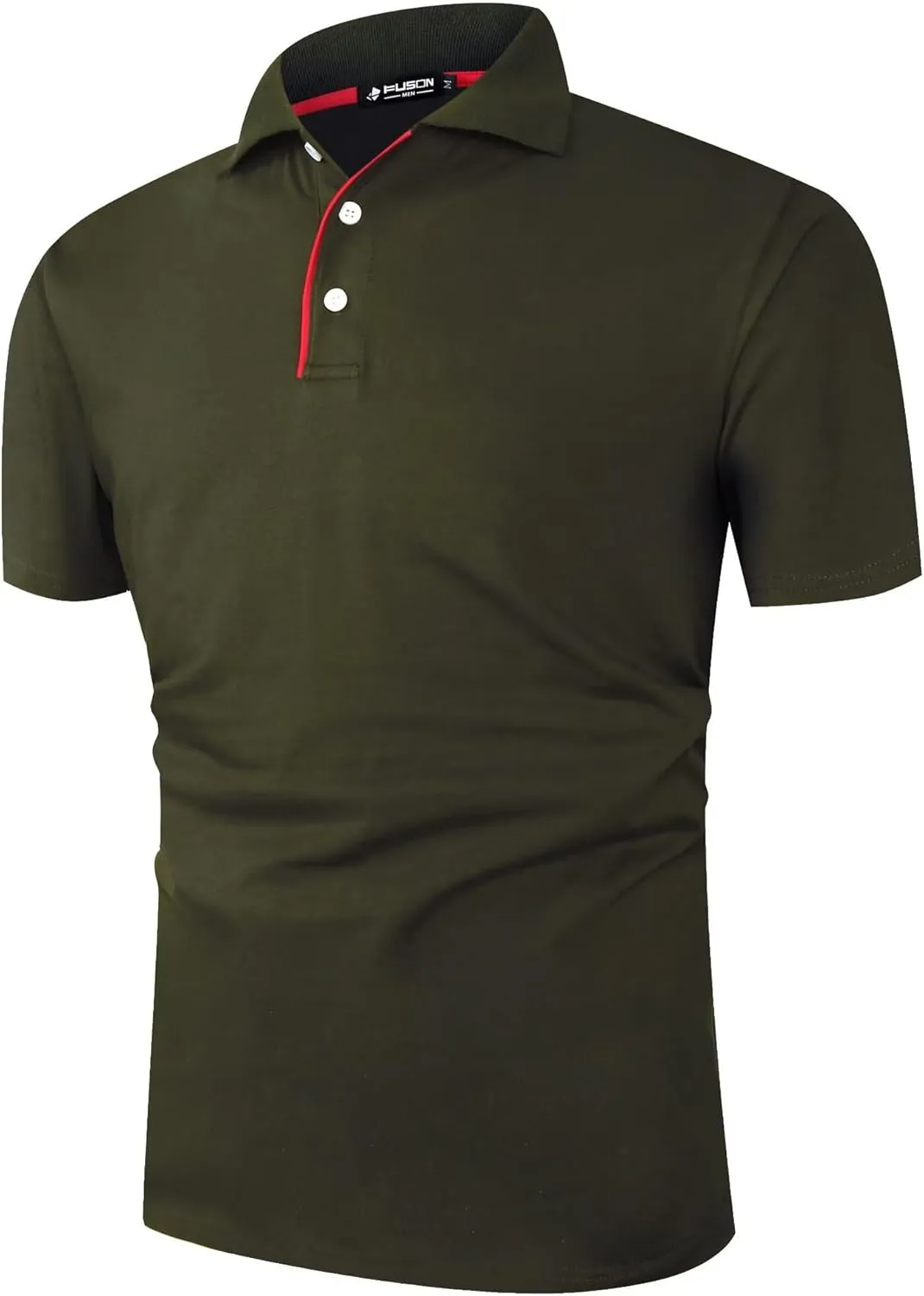 Mens Polo Shirts Cotton 3-Button Solid Short Sleeve Polo Rugby Shirts with Collar