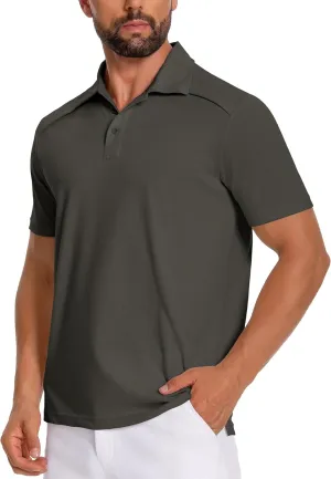 Mens Polo Shirts Short Sleeve Quick Dry Golf Casual Collared Tops Moisture Workout Cotton Polo T Shirts