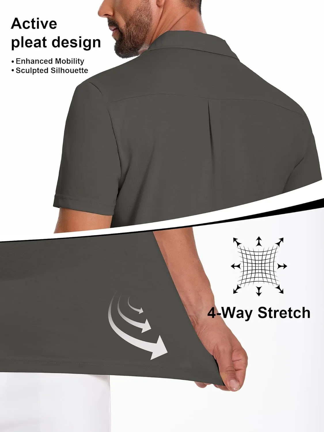 Mens Polo Shirts Short Sleeve Quick Dry Golf Casual Collared Tops Moisture Workout Cotton Polo T Shirts