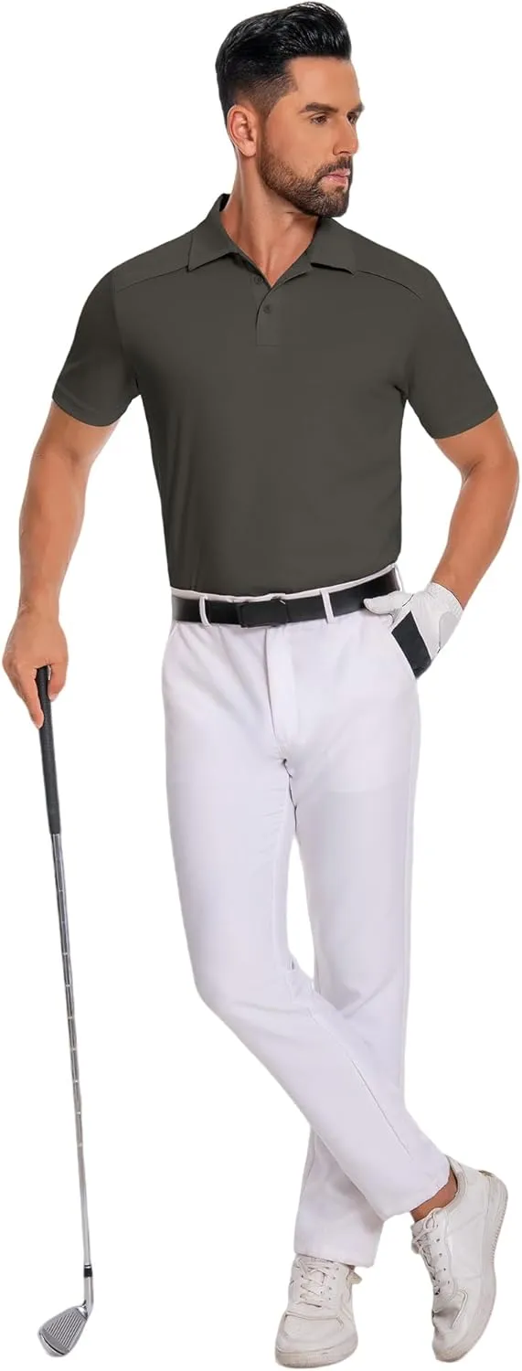 Mens Polo Shirts Short Sleeve Quick Dry Golf Casual Collared Tops Moisture Workout Cotton Polo T Shirts
