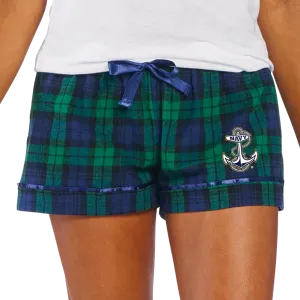 Navy Ladies Anchor Logo Flannel Shorts (Blackwatch)