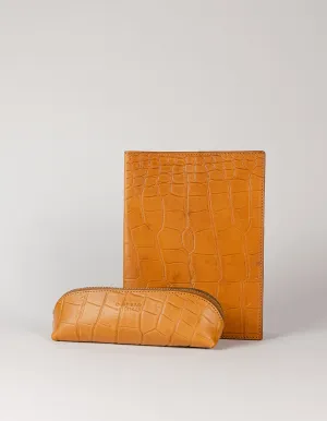 Notebook & Pencil Case Small Bundle Cognac Classic Croco