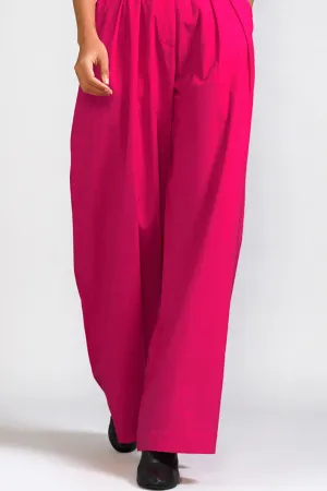 Pink Cotton Pleated Pant Set