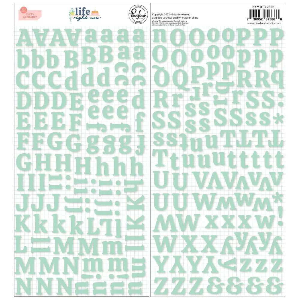 PinkFresh Studio Puffy Alpha Stickers - Life Right Now