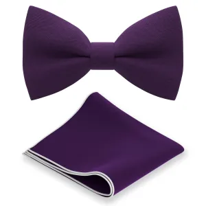 Plum Bow Tie with Handkerchief Set
