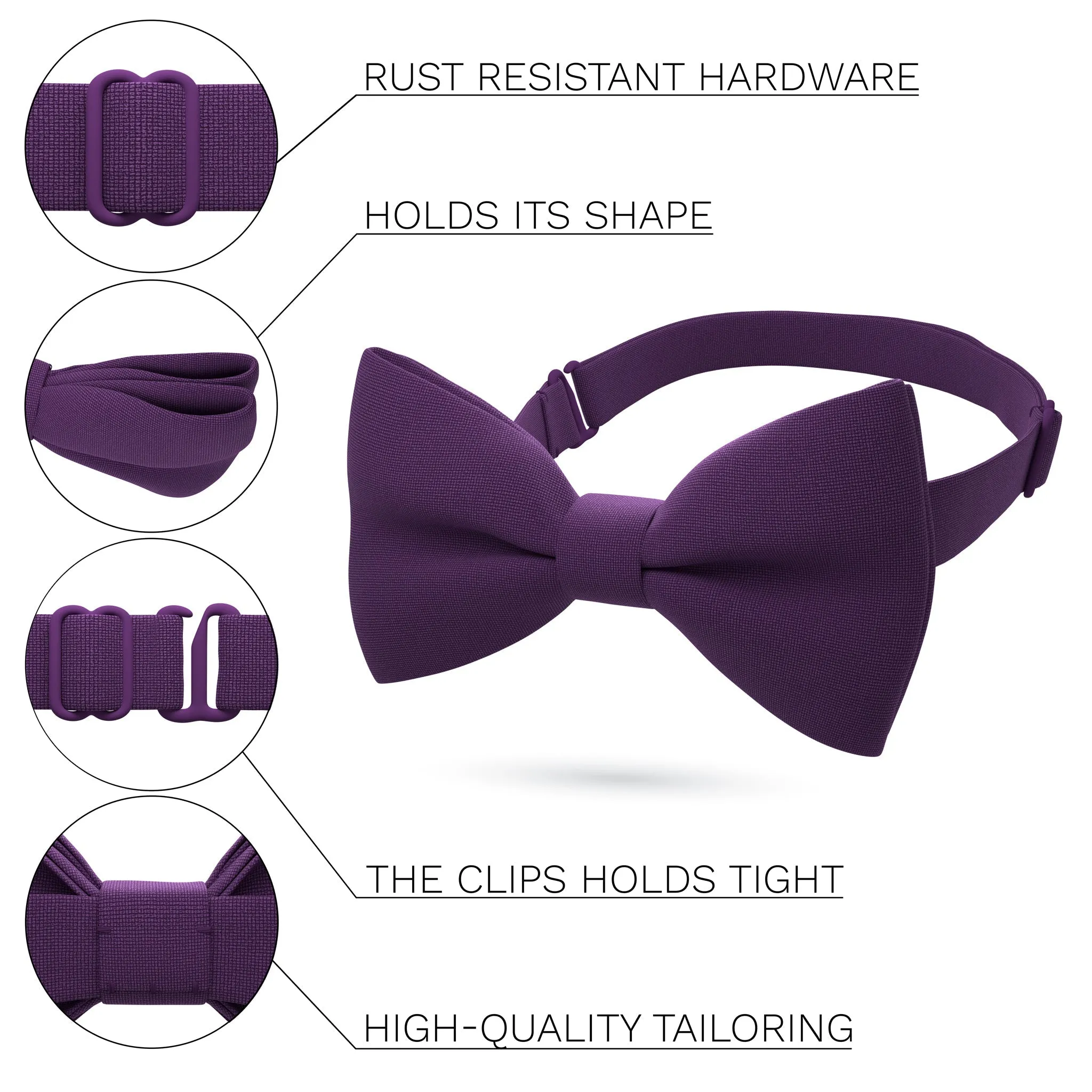 Plum Bow Tie with Handkerchief Set