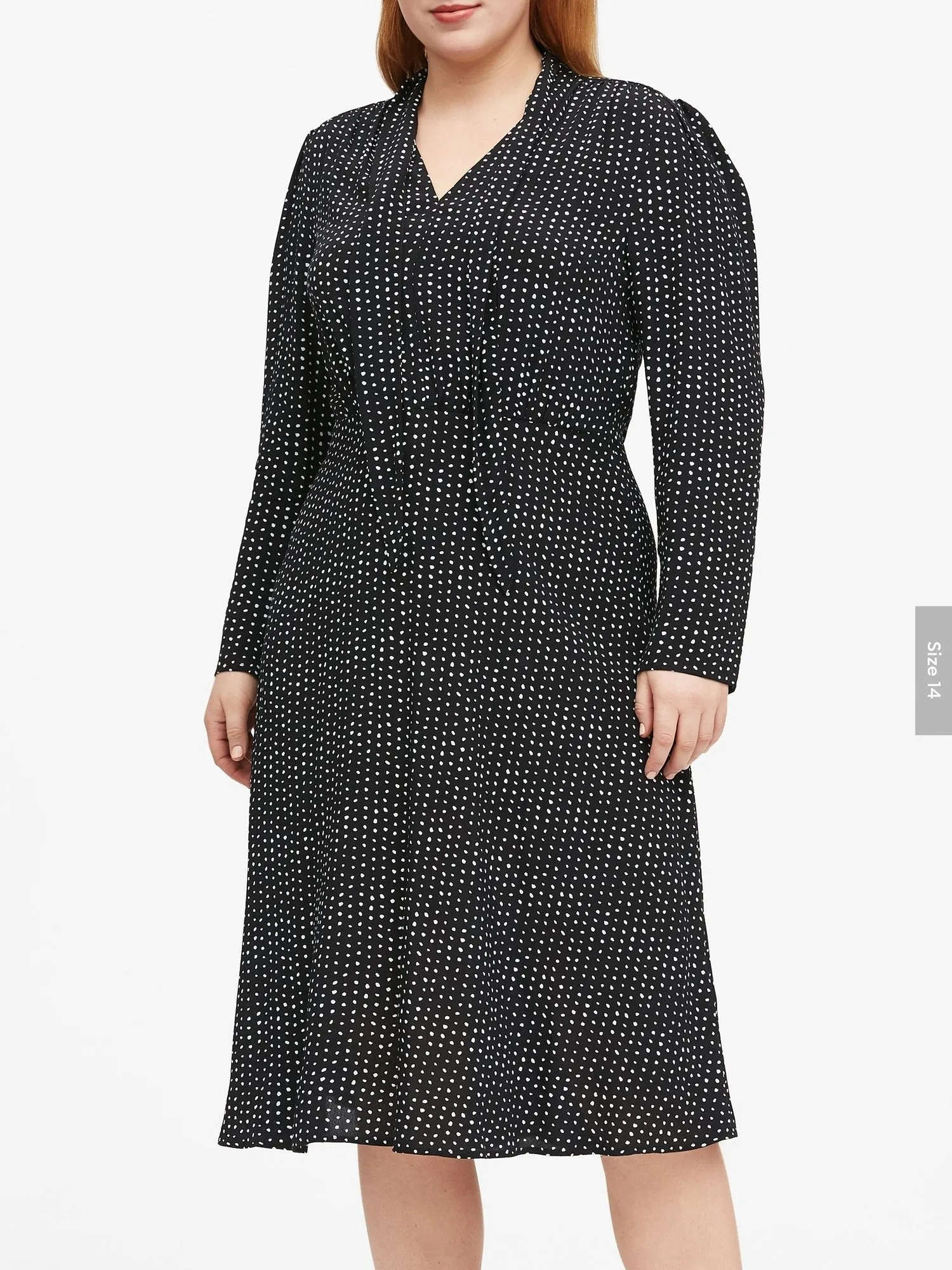 Polka Dot Tie-Neck Dress in Black Dot