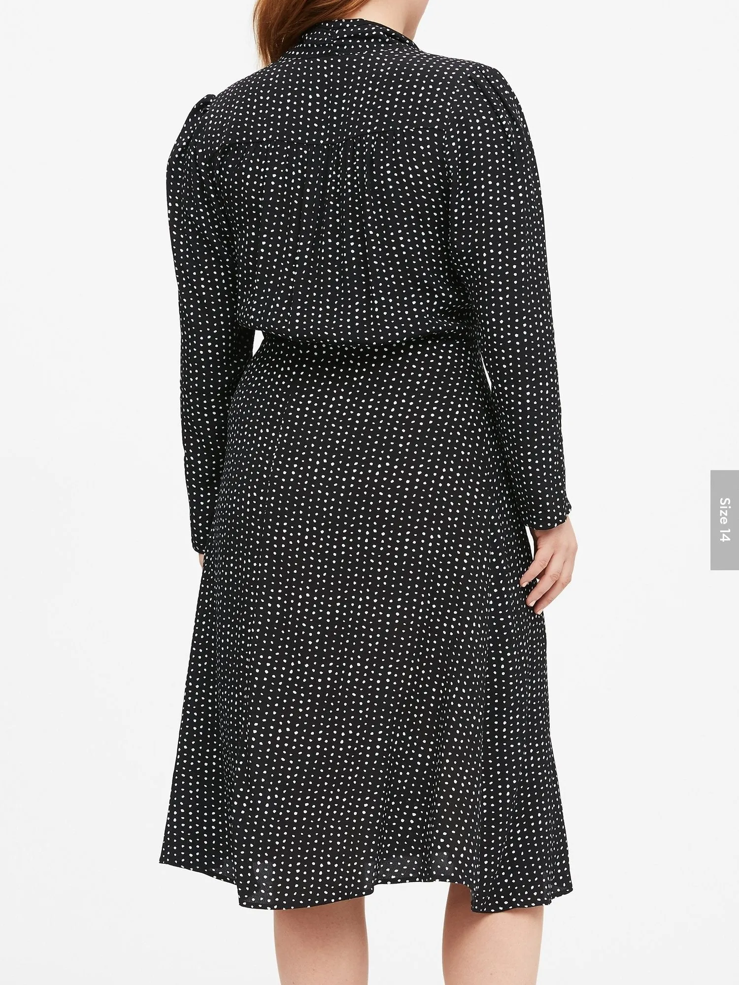 Polka Dot Tie-Neck Dress in Black Dot