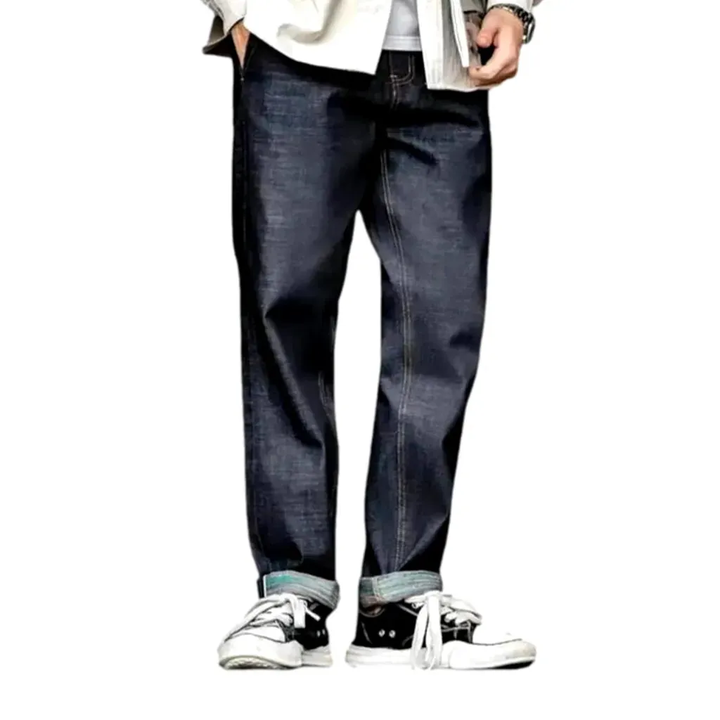 Raw pattern casual loose fit men's jeans