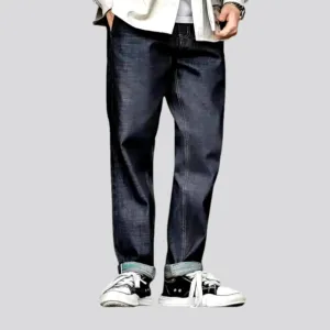 Raw pattern casual loose fit men's jeans