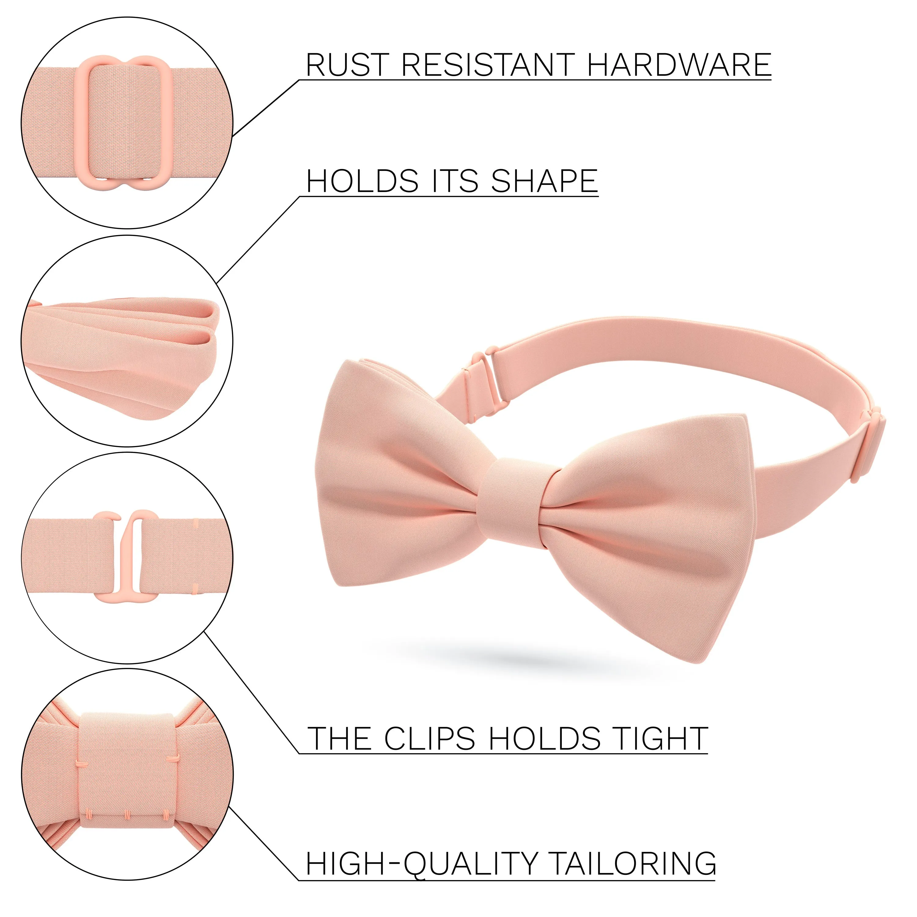Satin Light Peach Bow Tie