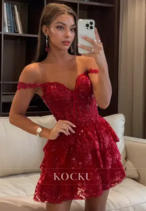 Sexy & Morden Off-Shoulder A-Line Sparkly Appliques Party Homecoming Dress