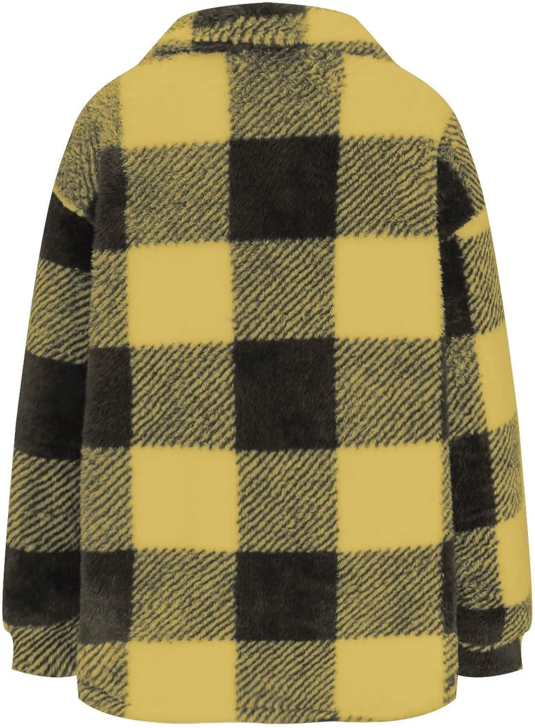 Sherpa Jacket Women Oversized Long Sleeve Furry Fleece Shacket Jackets Trendy Draped Plaid Button Down Winter Coats