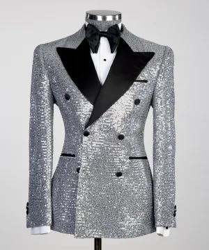 Shining Men's Silver Tuxedo Glitter