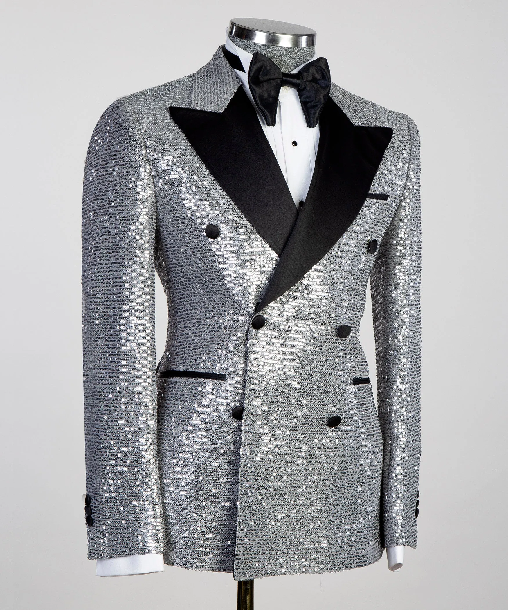 Shining Men's Silver Tuxedo Glitter