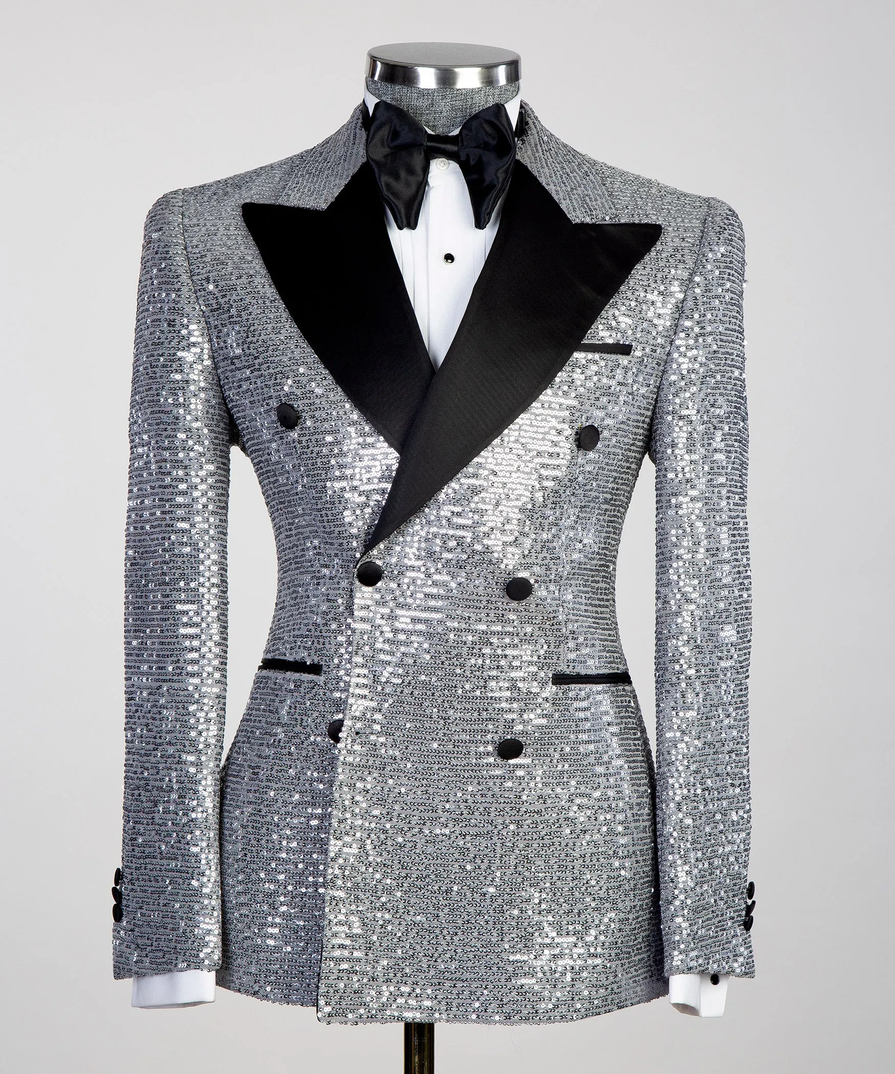 Shining Men's Silver Tuxedo Glitter