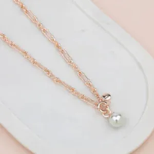 Short Rose Gold Single Pearl Necklace**