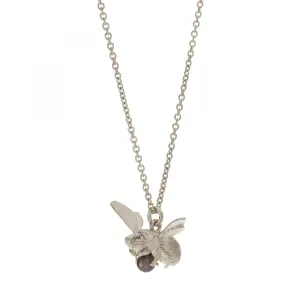 Silver Flying Bee with Pearl Necklace
