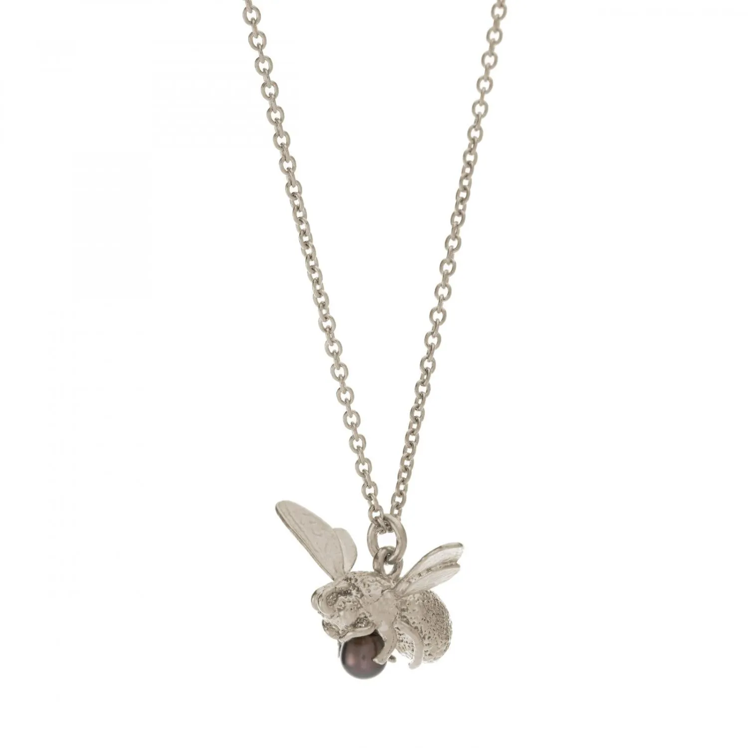 Silver Flying Bee with Pearl Necklace