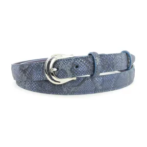 Skinny Dark Denim Metallic Python effect belt