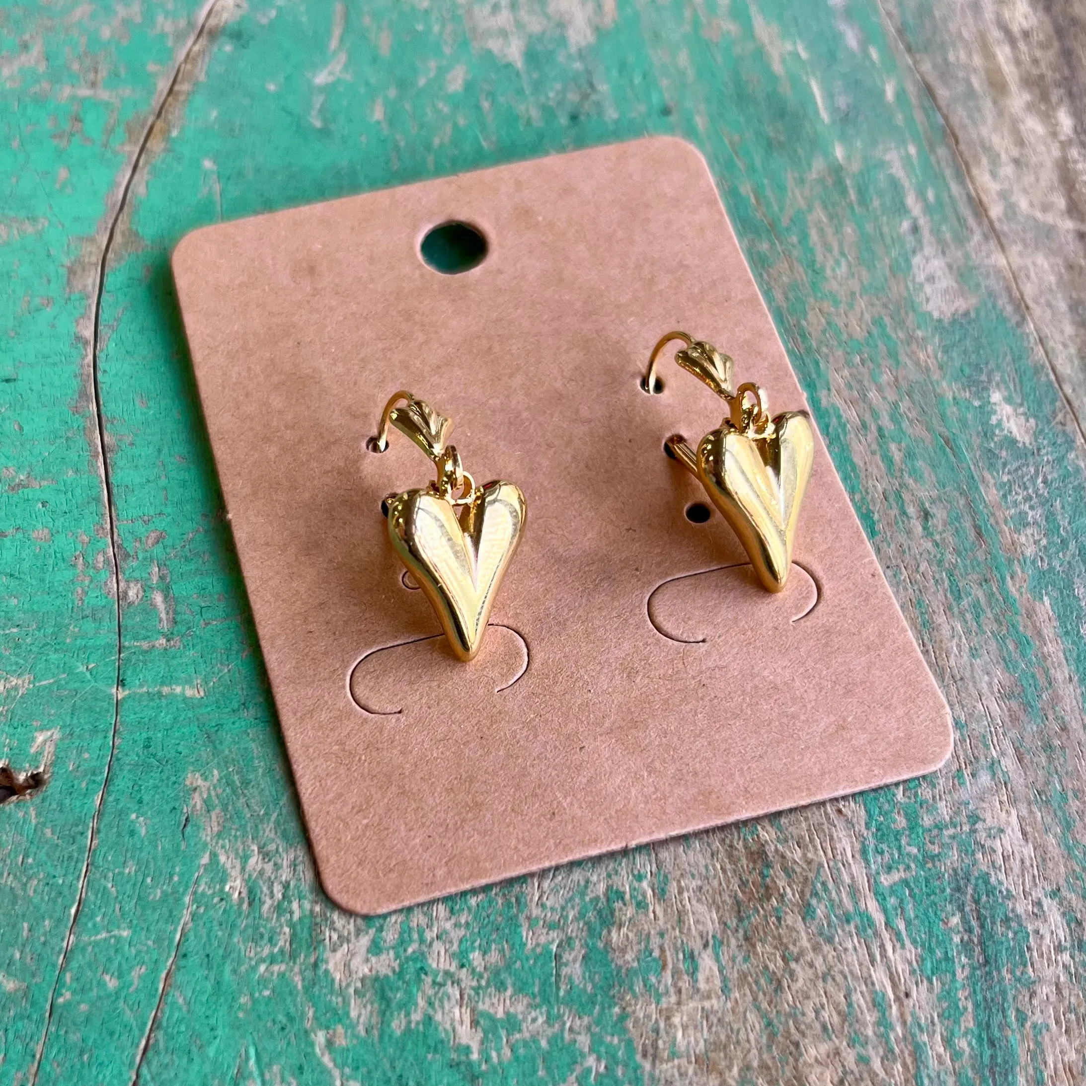 Stainless Steel Gold Puffy Heart