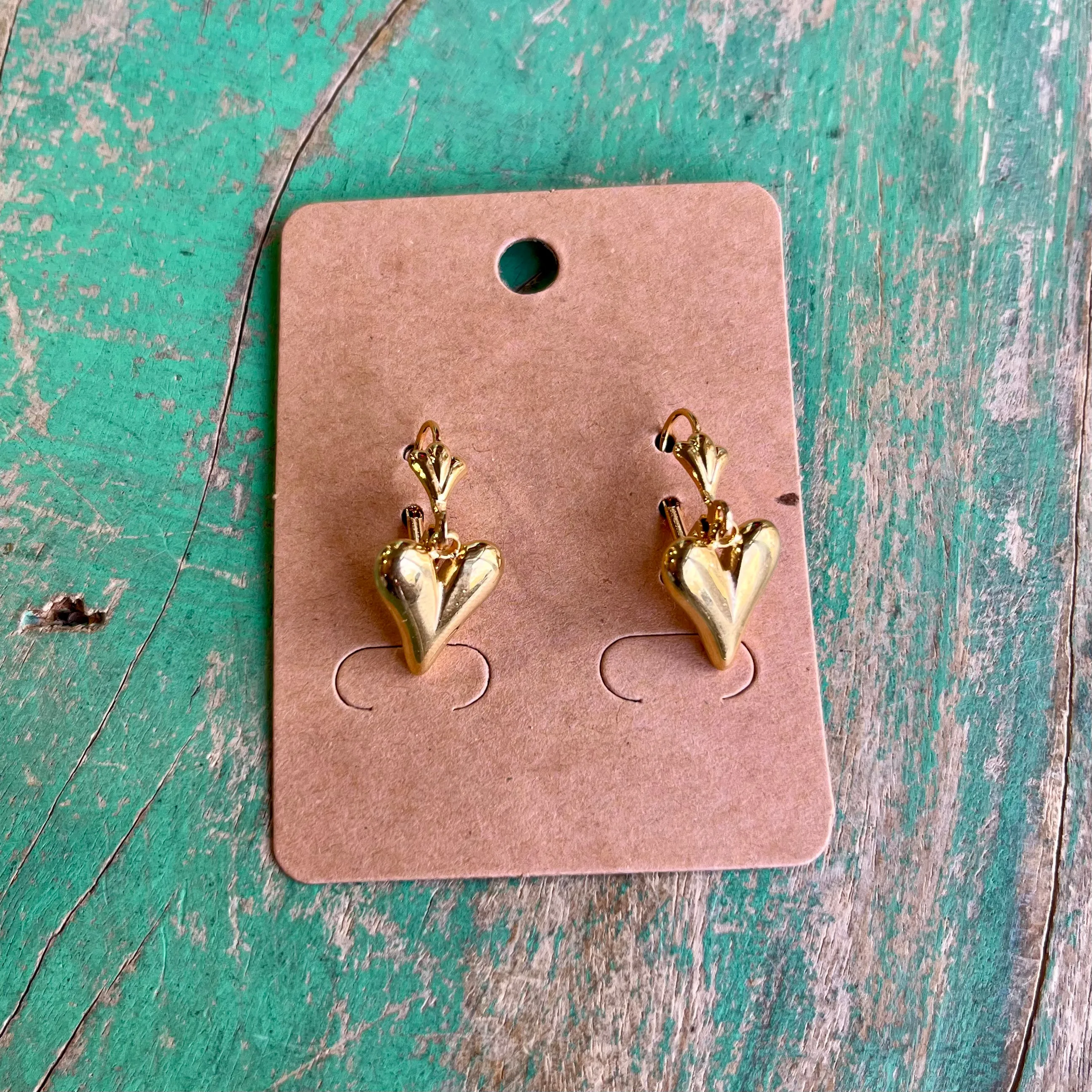 Stainless Steel Gold Puffy Heart