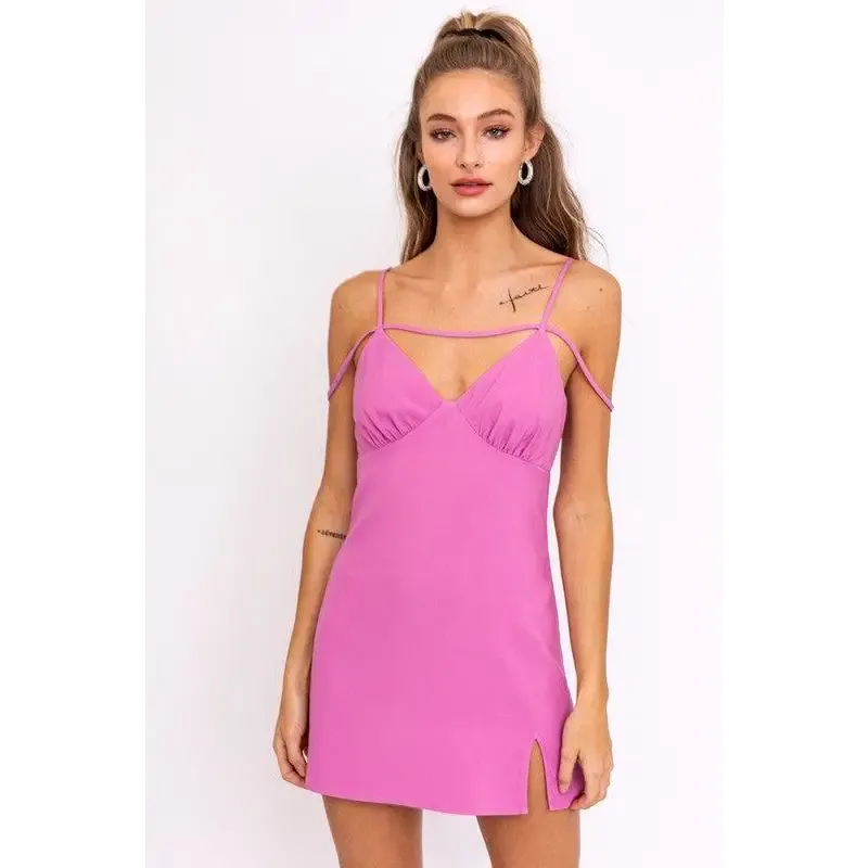 STRAP DETAIL MINI DRESS