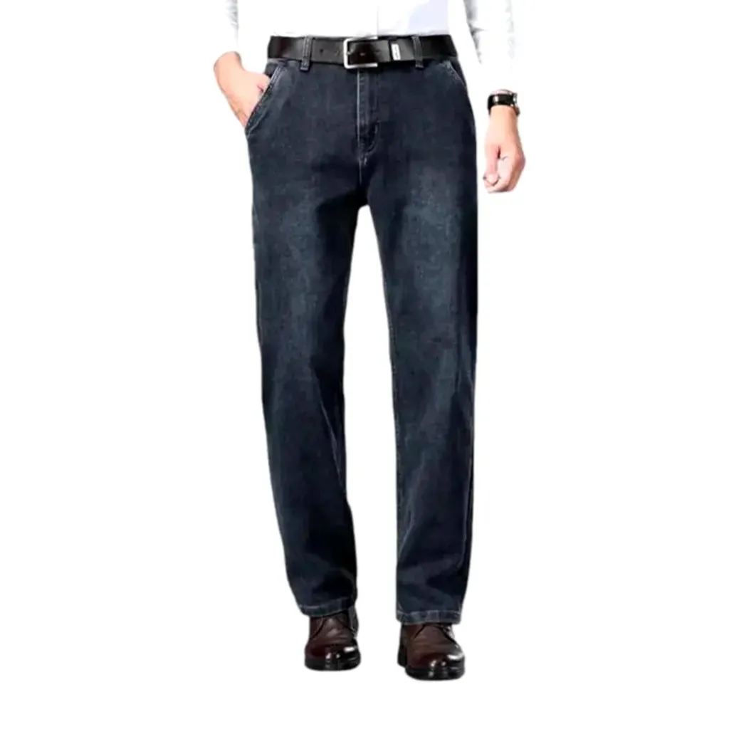 Stretchable straight fit sanded men's jeans