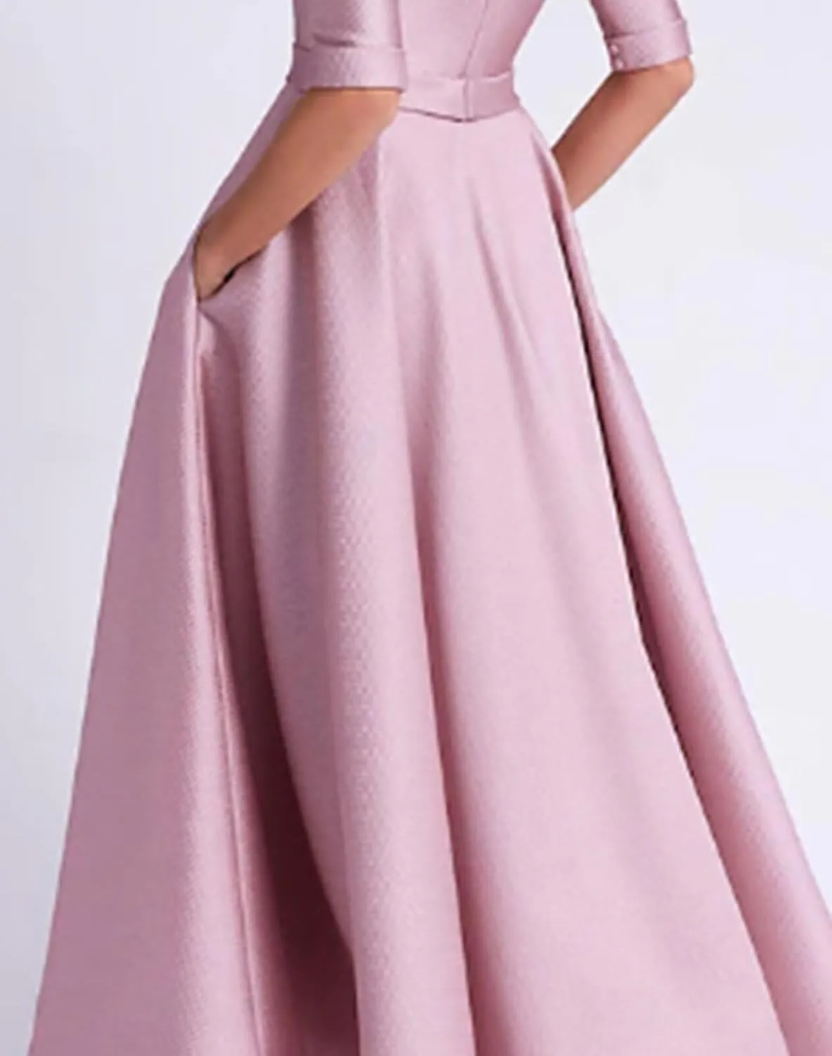 Tea Length Prom Dresses for Women Satin Elegant Formal Evening Gown A Line Wedding Guest Dress with Sleeves