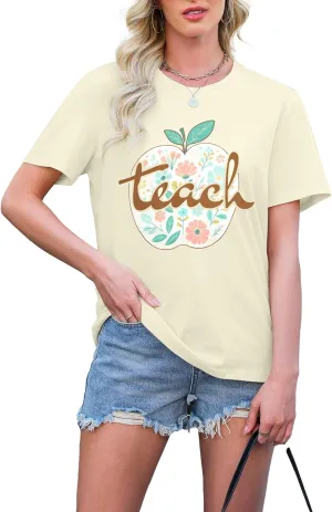 Teacher Shirts Take Chances Make Mistakes Get Messy Graphic Back to School Tshirt Short Sleeve Tee Casual Funny Teacher Tops