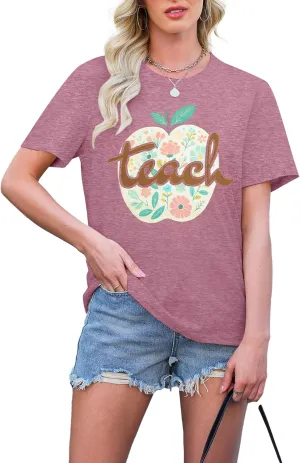 Teacher Shirts Take Chances Make Mistakes Get Messy Graphic Back to School Tshirt Short Sleeve Tee Casual Funny Teacher Tops