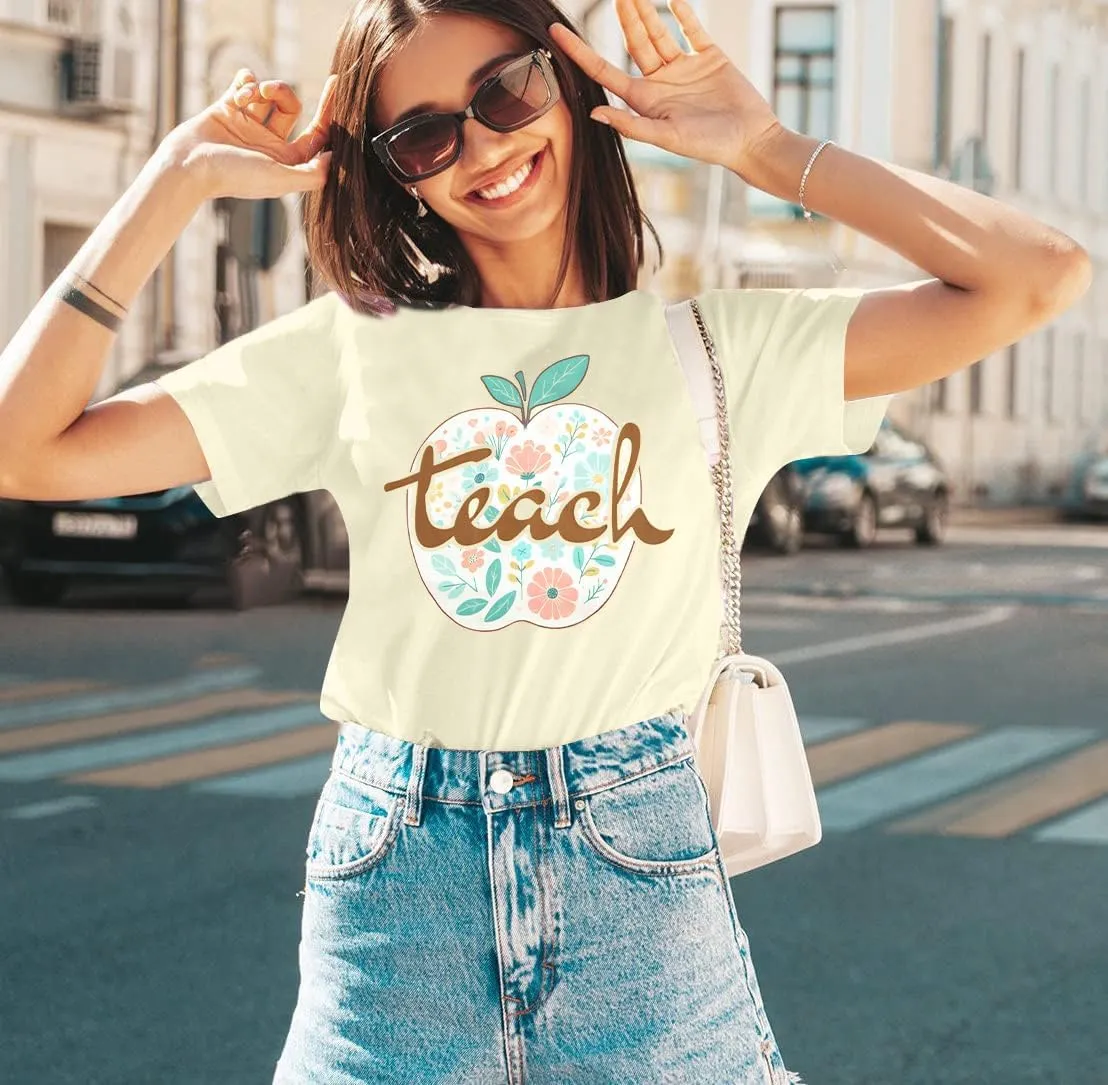 Teacher Shirts Take Chances Make Mistakes Get Messy Graphic Back to School Tshirt Short Sleeve Tee Casual Funny Teacher Tops
