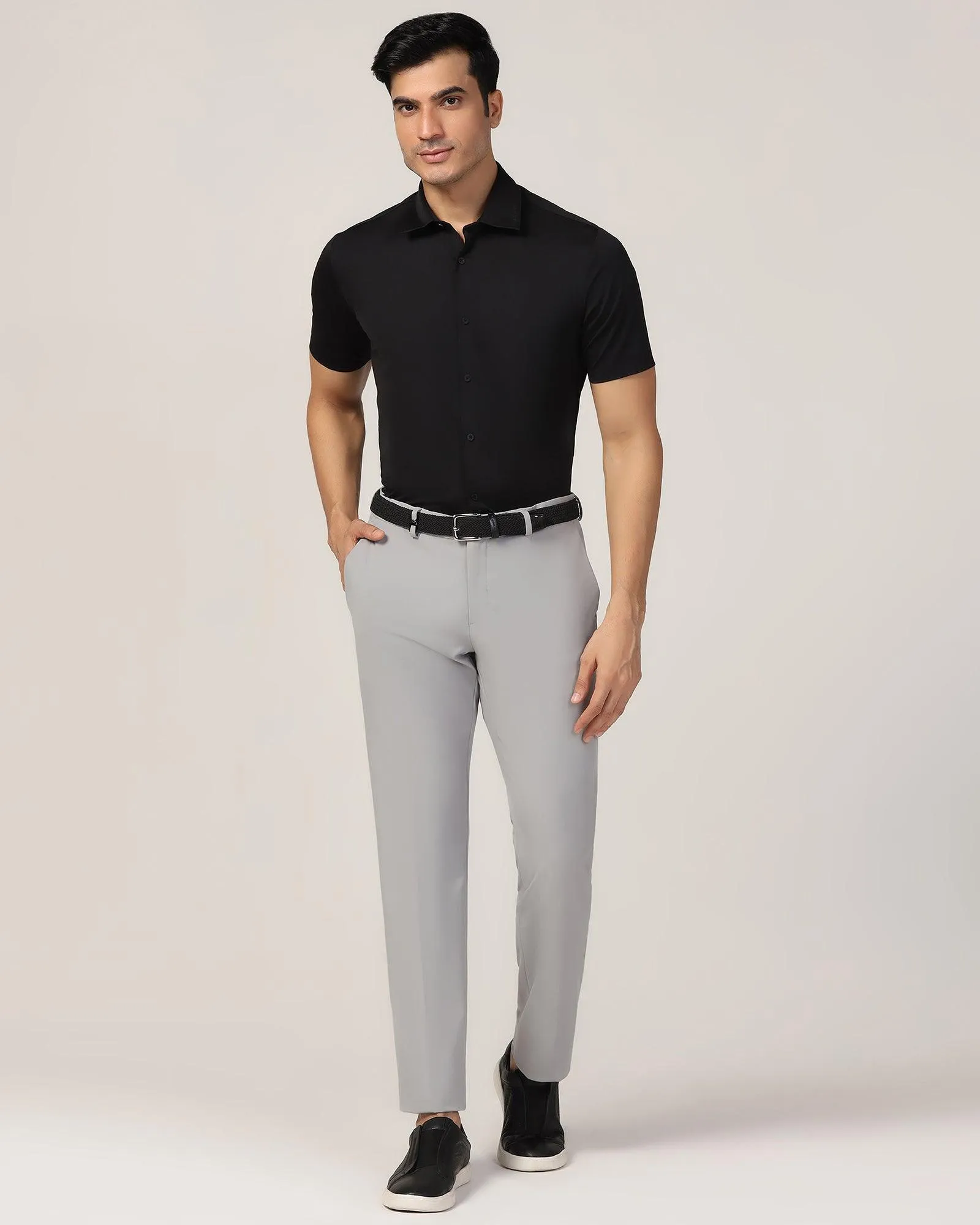 TechPro Slim Fit B-91 Formal Grey Solid Trouser - Sonet
