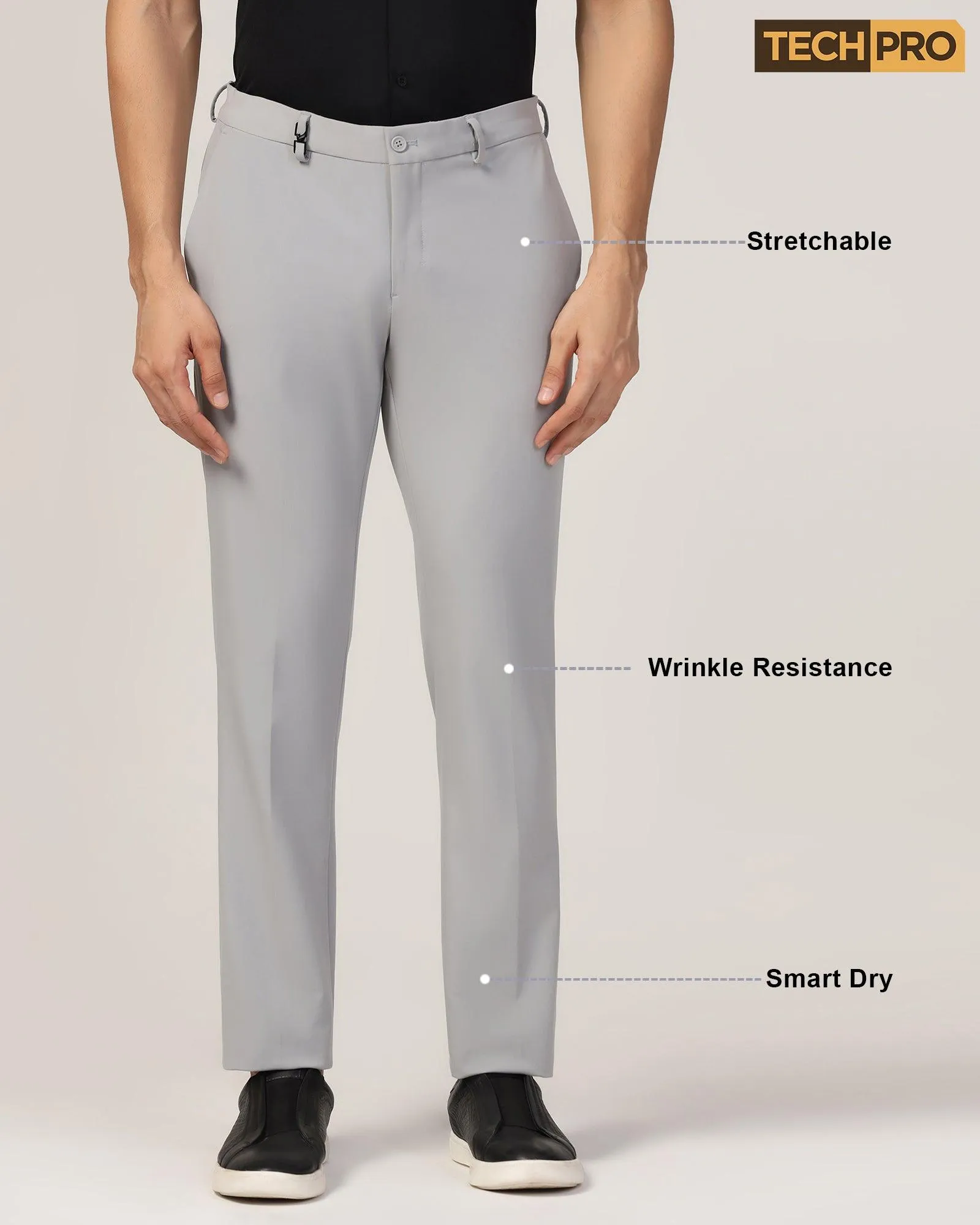 TechPro Slim Fit B-91 Formal Grey Solid Trouser - Sonet