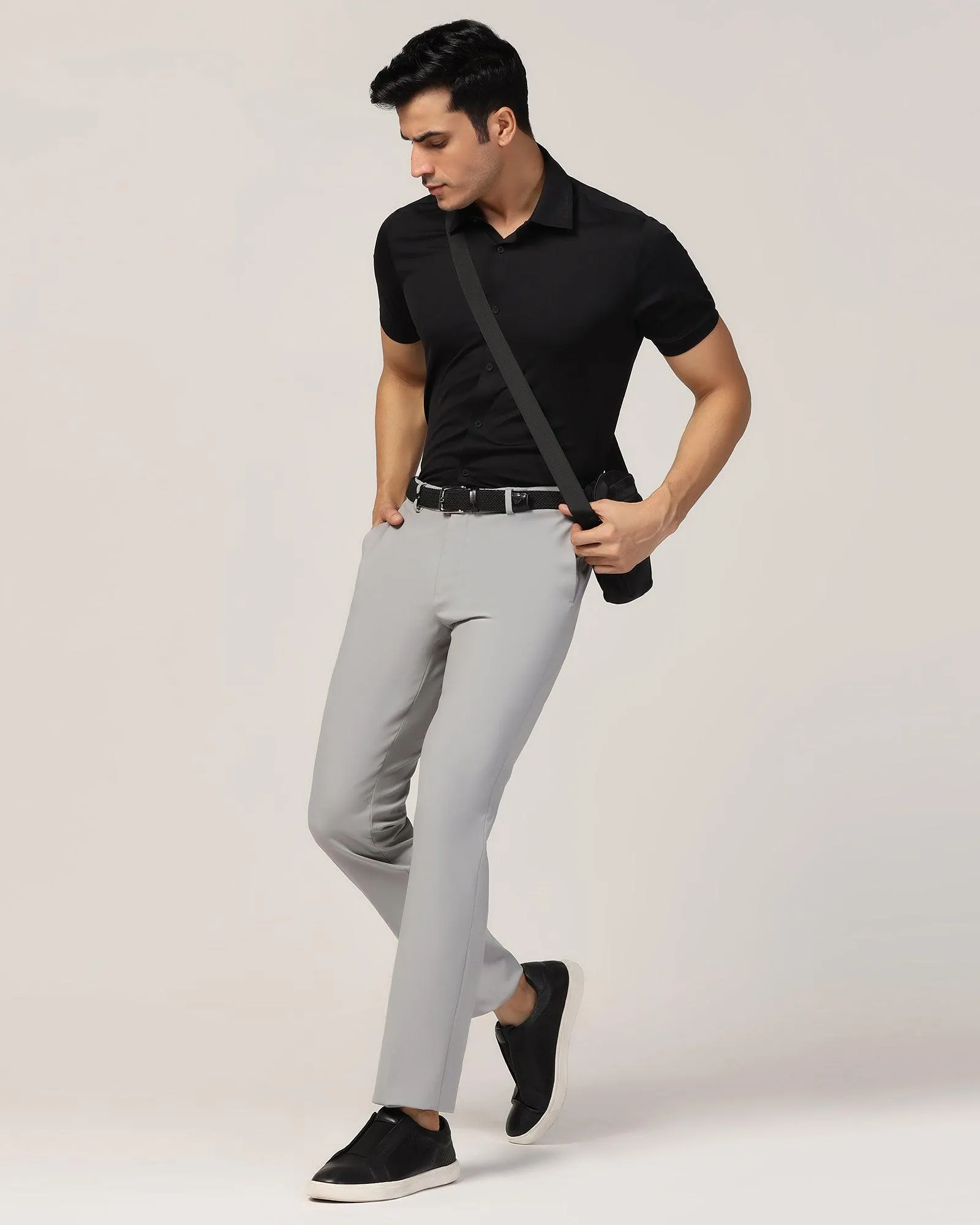 TechPro Slim Fit B-91 Formal Grey Solid Trouser - Sonet