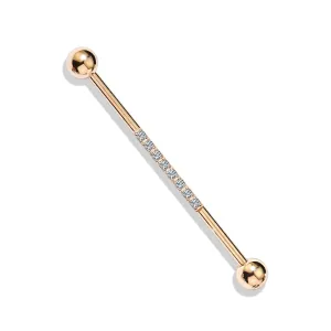 The Jewel Track Industrial Barbell with Rose Gold Plating