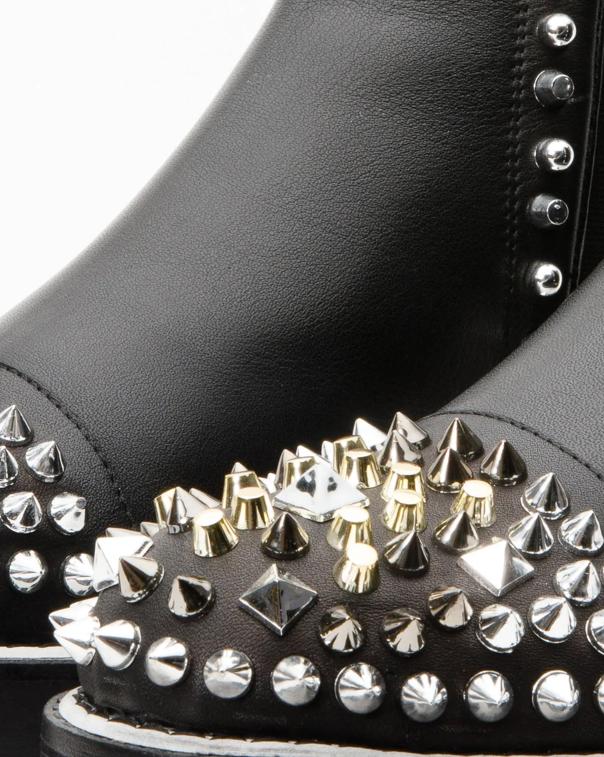The Vuvulane Black Spike Leather Ankle Women Boot