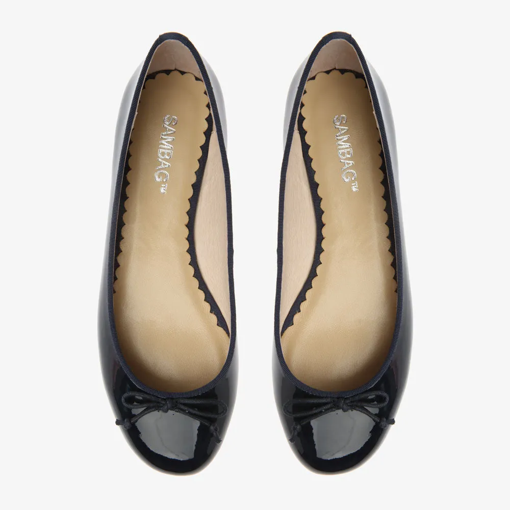 Tina Navy Patent Ballet Shoe