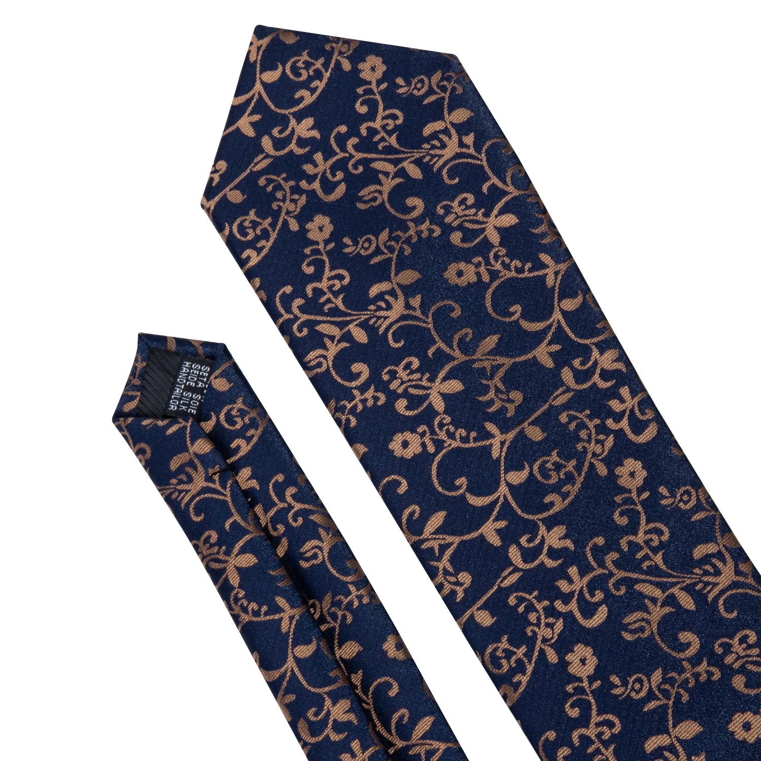 Unique Golden Yellow  Floral Men's Tie Set