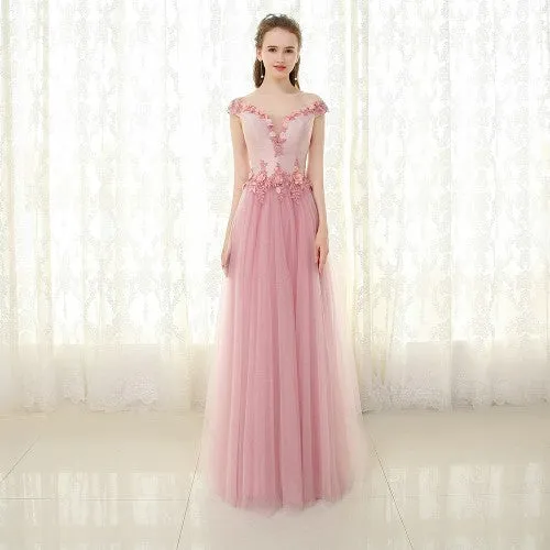 Vestido De Festa Vintage Long Prom Gowns With Flowers