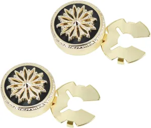 Vintage Crystal Stellar Bloom Lucky Cloud Motif Design Button Covers & Cufflinks Set - Snap-On Jewelry Clips for Shirts, Tuxedos, Dresses Wedding, Party, Formal Events Gift